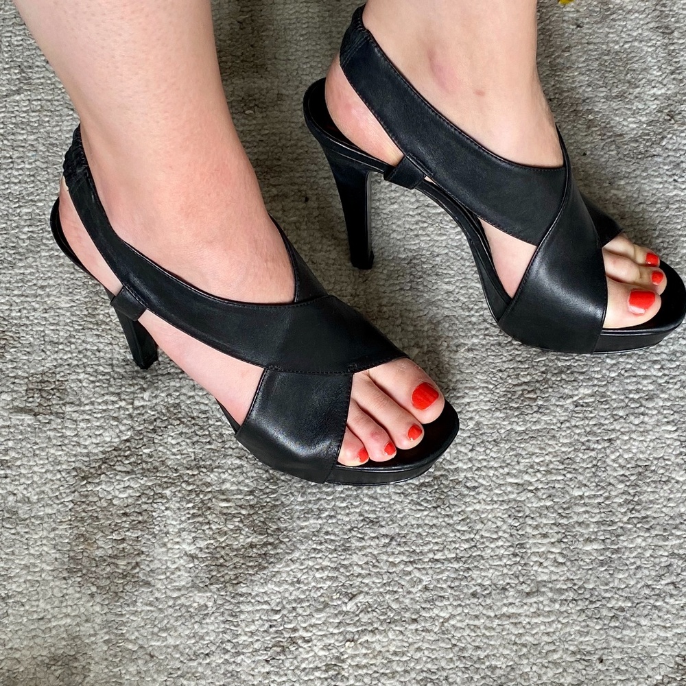 DVF Strappy Black Heels